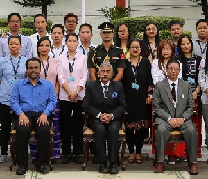 The Governor of Arunachal Pradesh Brig. (Dr.) B.D. Mishra (Retd.)  with the Arunachal Pradesh Civil Service probationers at Raj Bhavan, Itanagar on 15th November 2017.